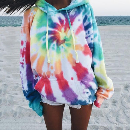 Women's Loose Tie-dyed Printed Hoodie