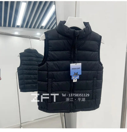 Kids Lightweight Down Vest with Stand Collar (90% White Duck Down)