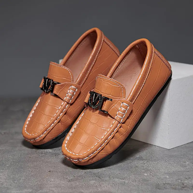 Children's Slip-On Leather Peas Shoes