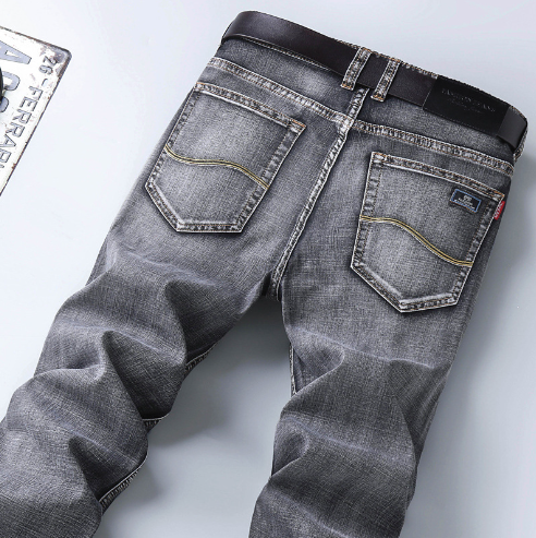 Men's Casual Loose Fit Stretch Jeans for Small Feet