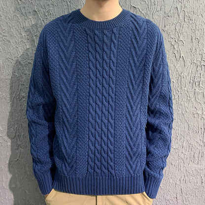 Men's Thick Yarn Knitted Sweater with Twists