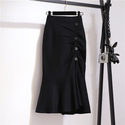 Women's Mid-length Western Style Slimming Split  Tartan Skirt