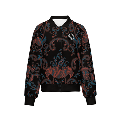 ORIGINAL ERA Women's Double Layered "Paisley Print" Bomber Sports Jacket-Techno Scuba Knit