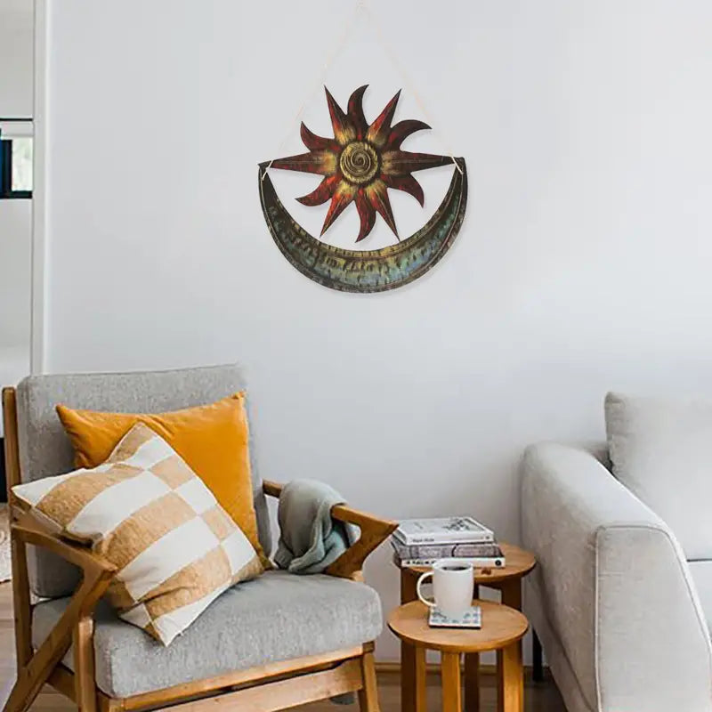 Celestial Body Theme Metal Wall Art - Moon & Star Display