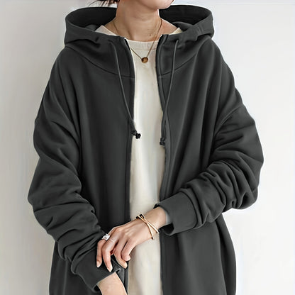 Long Zipper Hooded  Sweater