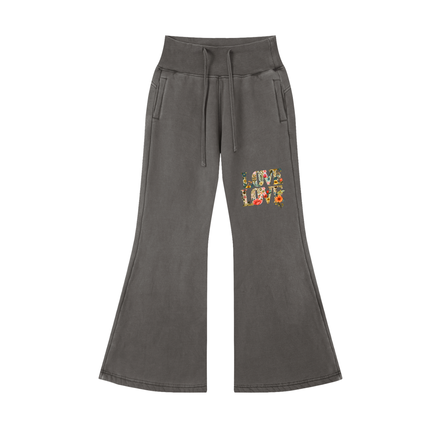 Vintage Washed Flared Fleece Pants