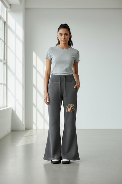 Vintage Washed Flared Fleece Pants