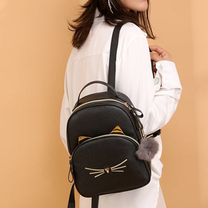 Cat Leather Backpack