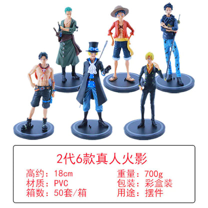 One Piece 6 Character Action Figure Set (18cm Models)