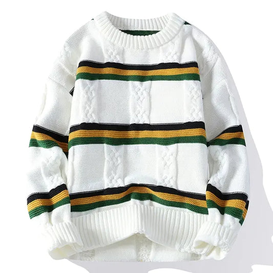 Men's High Elastic Knitted Stripe Sweater