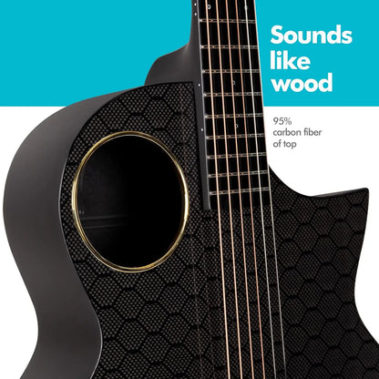 Enya X4 Pro Carbon Fiber Acoustic Electric Guitar with Hard Case, Leather Strap, USB Type-C Cable and Instrument