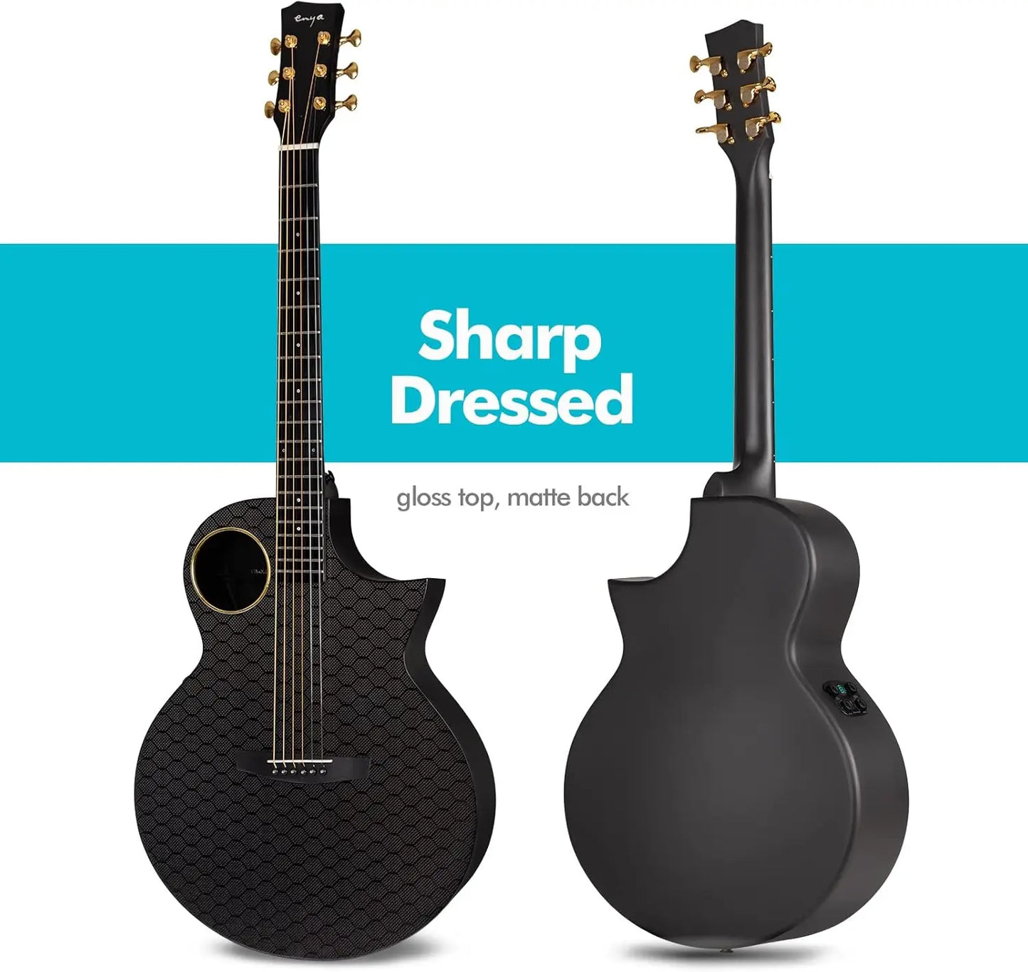 Enya X4 Pro Carbon Fiber Acoustic Electric Guitar with Hard Case, Leather Strap, USB Type-C Cable and Instrument