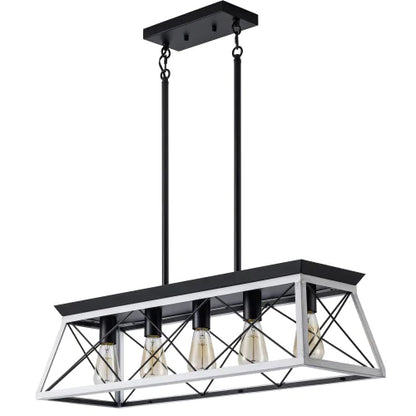 Farmhouse 5-Light Chandelier, White & Black