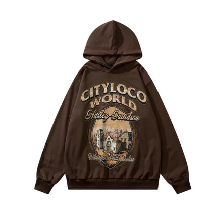 Hip Hop Retro Cartoon Print Hoodie