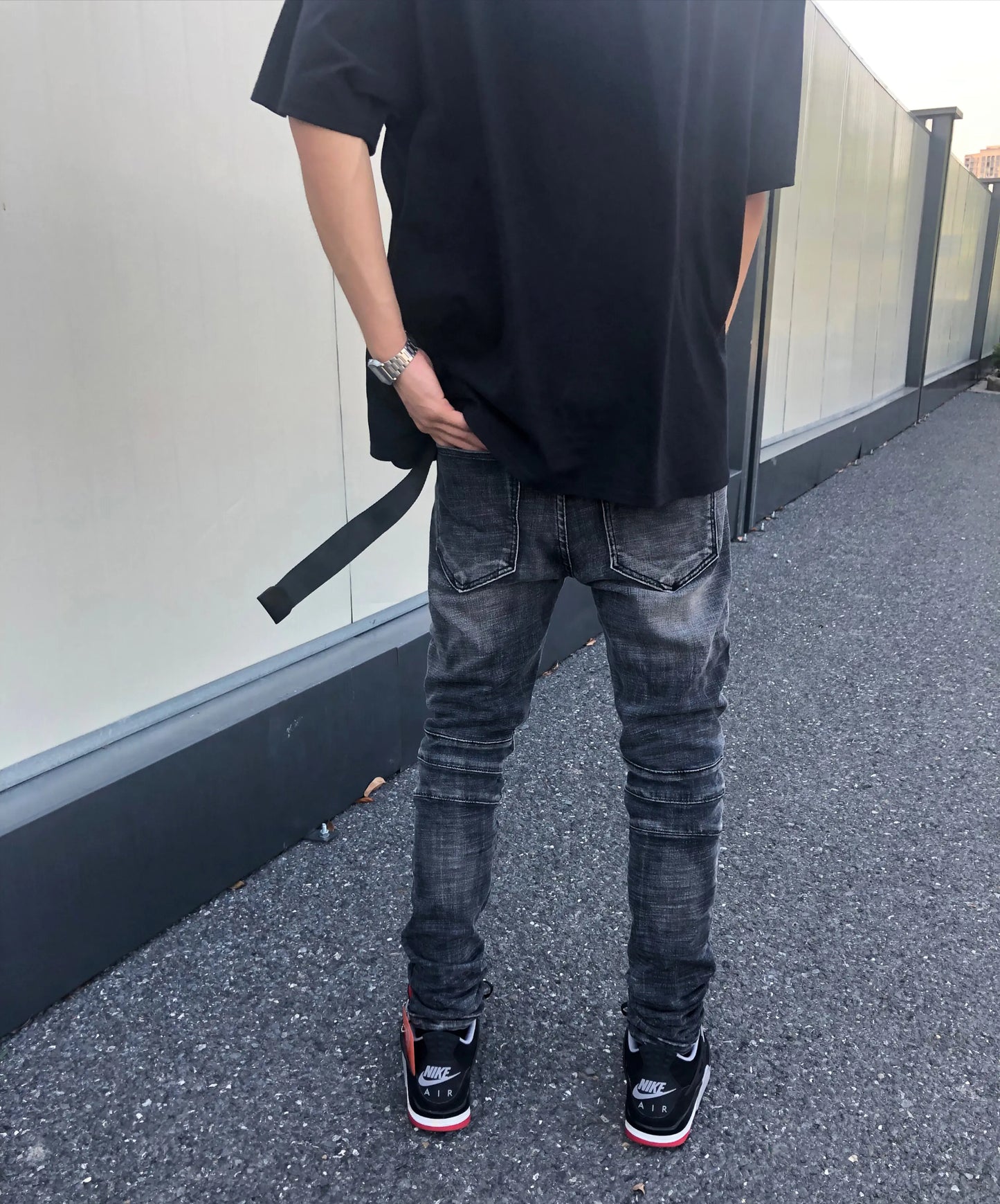 ZS Slim Fit Distressed Motorcycle Jeans