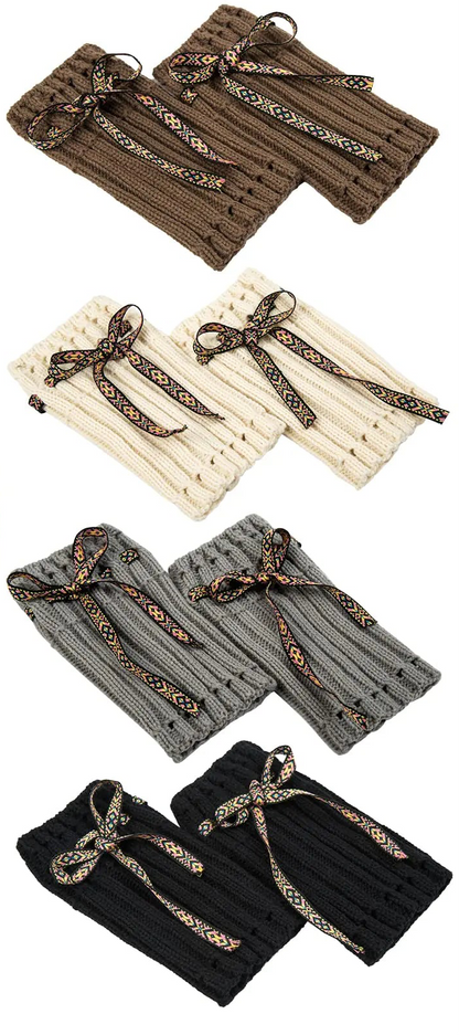 Chic Winter Boot Cuffs for Women - 4 Pair Knit Toppers