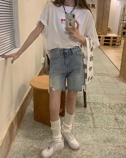 Women's Ripped Denim Shorts