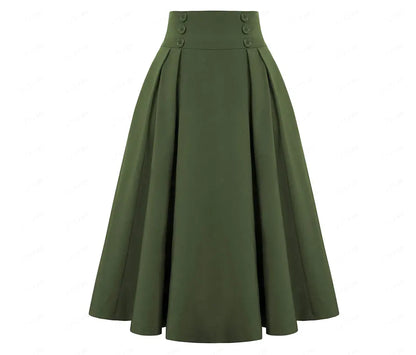 Chic High-Waist Pleated Skirt with Pockets