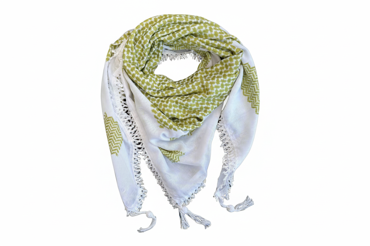 Bold Olive Kufiya (Keffiyeh) | Made in Jordan