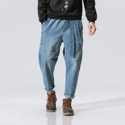 Retro Casual Belted Jeans for Men