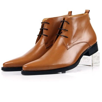Men's Lace-Up High Top Business Short Boots