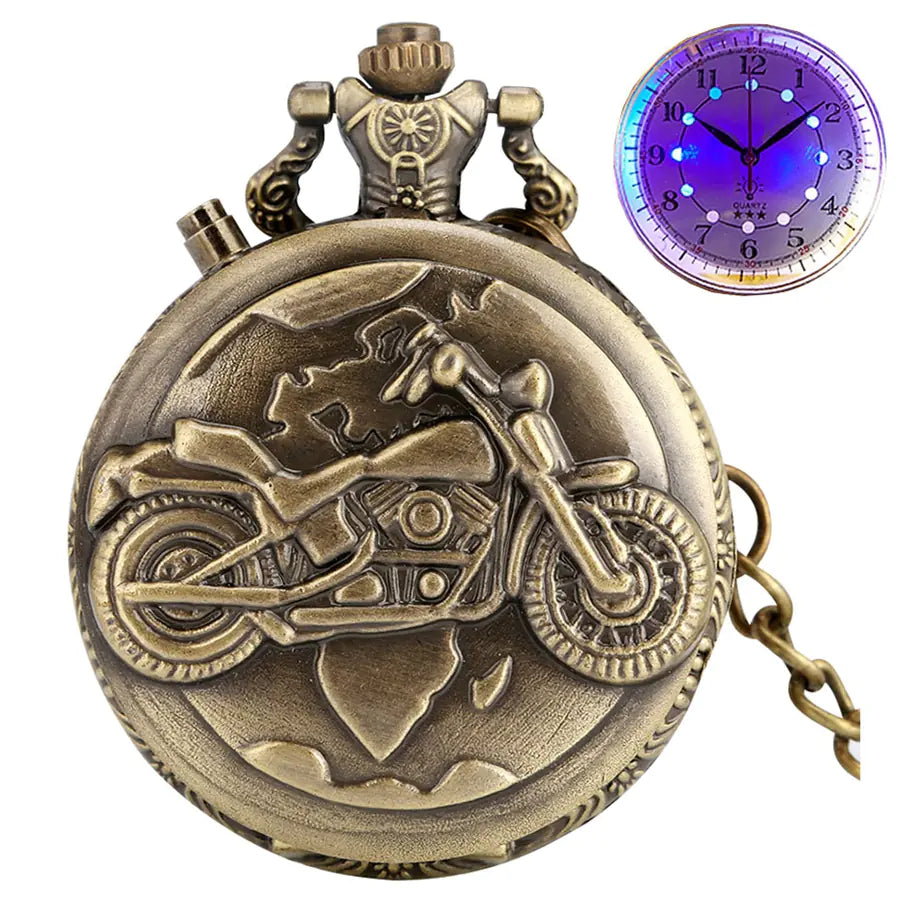 Retro LED Motorcycle Pendant Clock Design