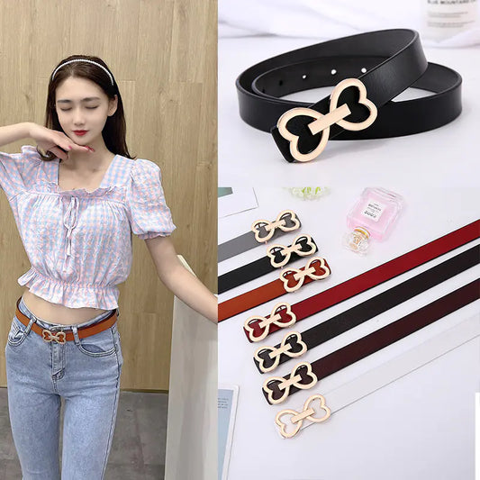 Chic Heart-Shaped Women's Leather Belt