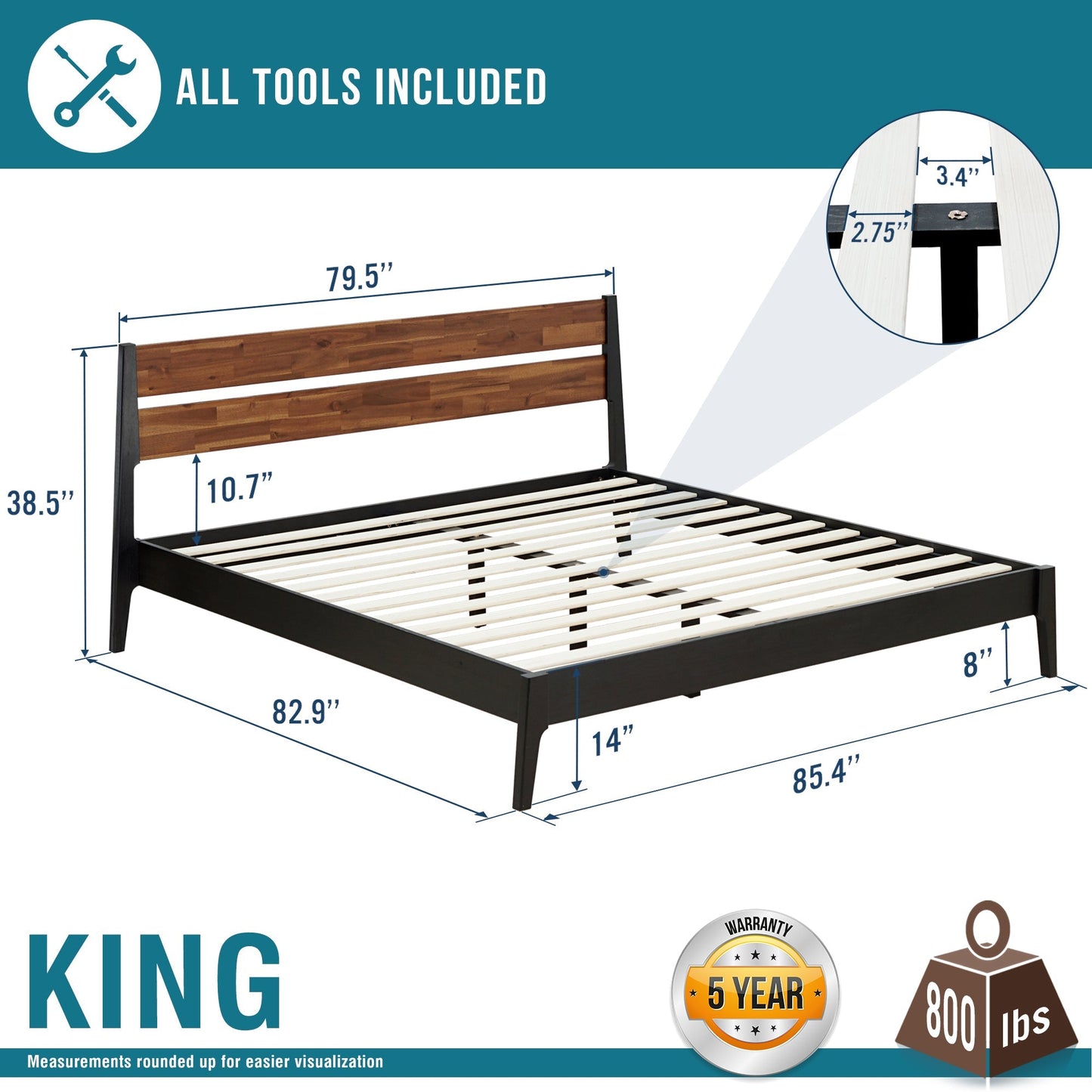 Acacia Callisto Deluxe Solid Wood Bed Frame for Superior Comfort and Style