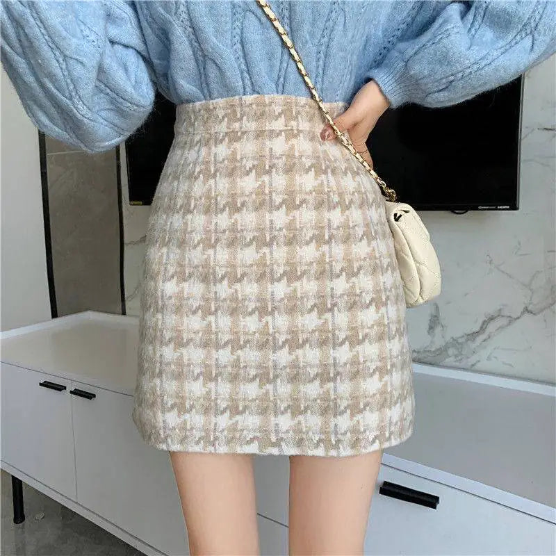 Chic Retro Woolen A-Line Skirt