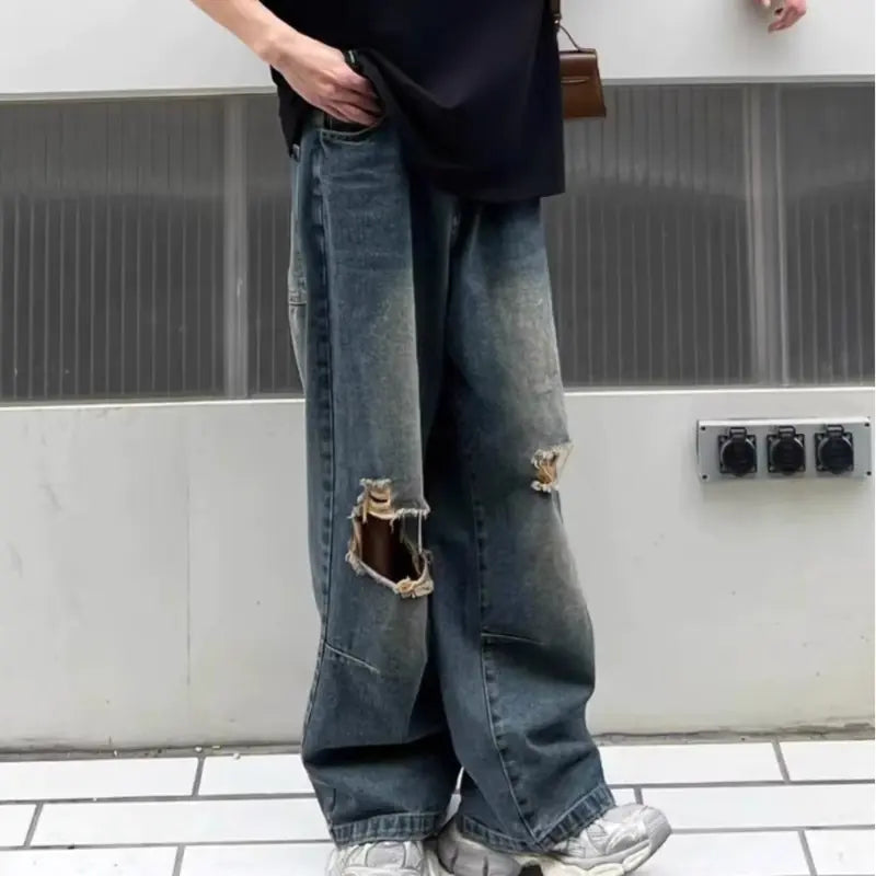 Men's Distressed Ripped Wash Jeans