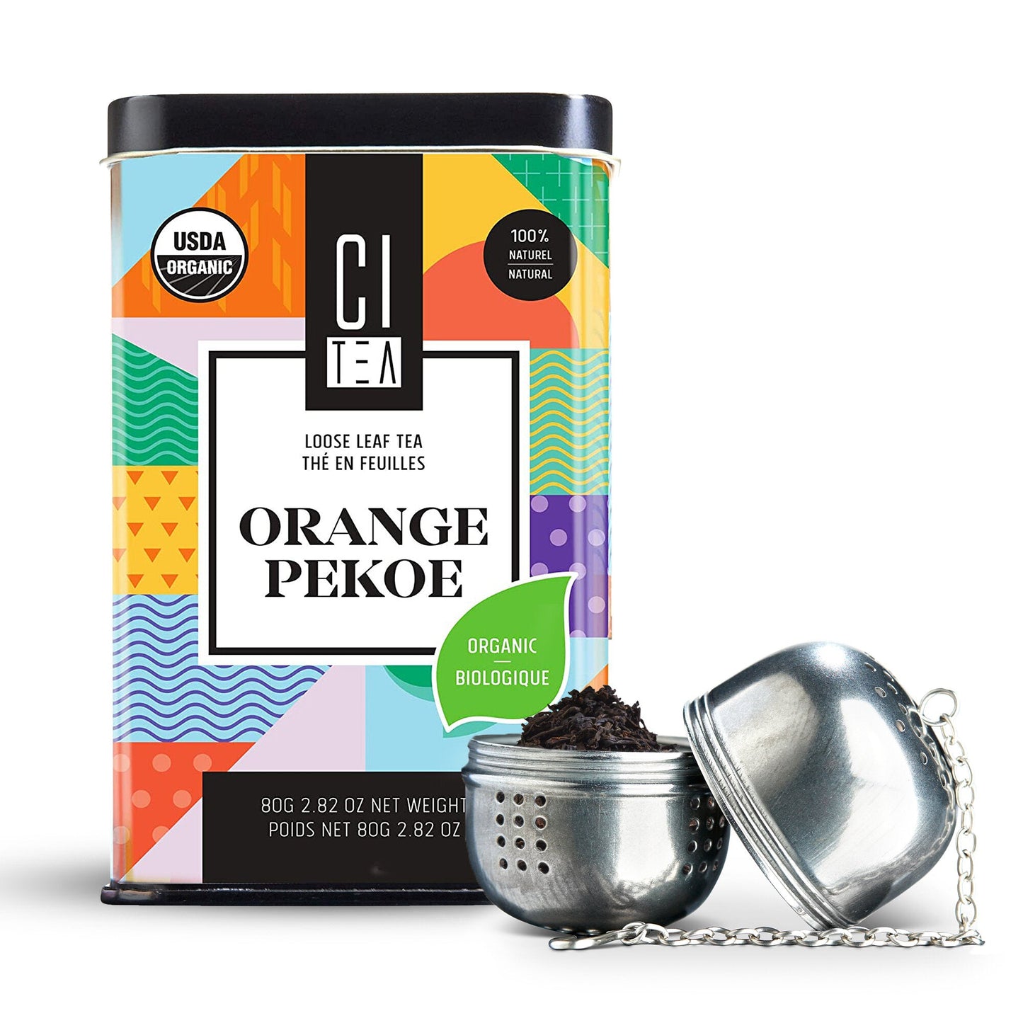 Organic Orange Pekoe Black Loose Leaf Tea with Teaball - 80g