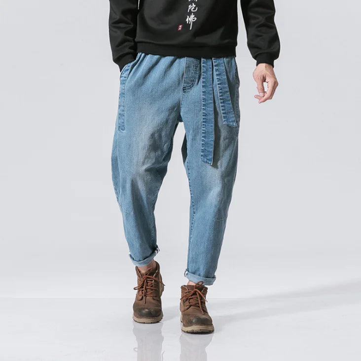 Retro Casual Belted Jeans for Men