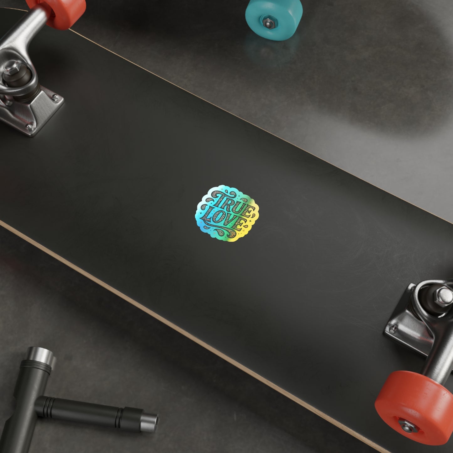 Holographic 'True Love' Die-Cut Sticker — Shiny Romance Vinyl Sticker