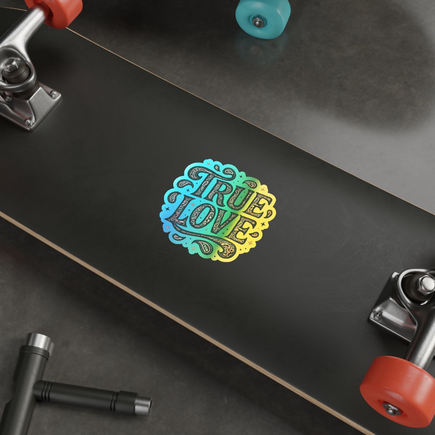 Holographic 'True Love' Die-Cut Sticker — Shiny Romance Vinyl Sticker