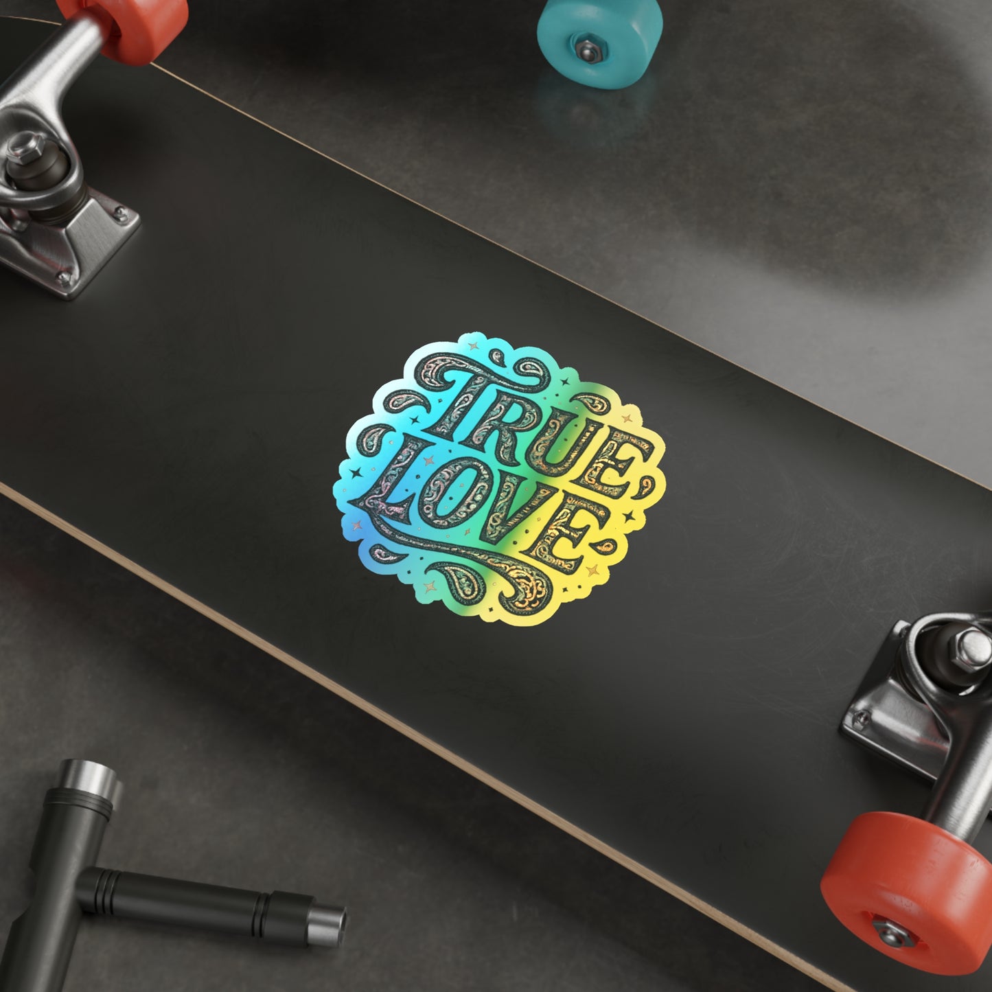 Holographic 'True Love' Die-Cut Sticker — Shiny Romance Vinyl Sticker