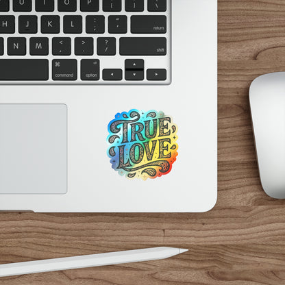 Holographic 'True Love' Die-Cut Sticker — Shiny Romance Vinyl Sticker