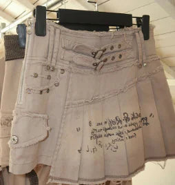 Graffiti Print Heavy Industry Vintage Denim Skirt