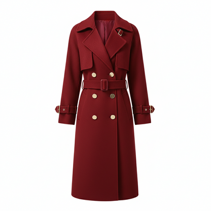 Mid-Length Women's Black Woolen Coat