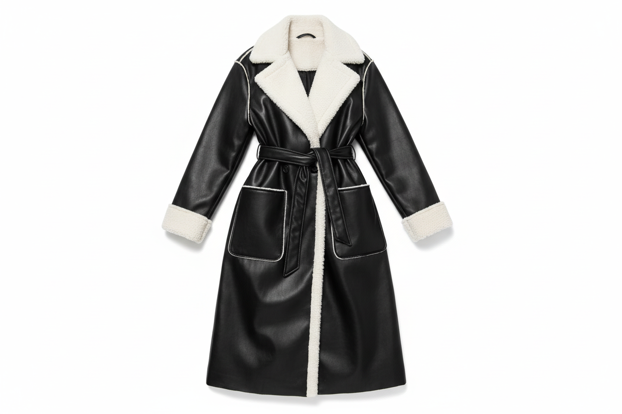 Autumn Winter Thick Leather Trench Coat