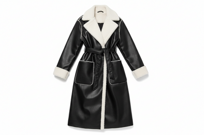Autumn Winter Thick Leather Trench Coat