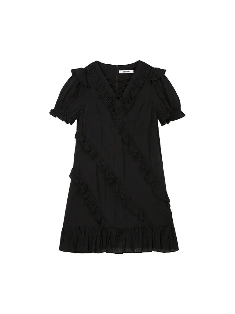 Women's Ruffled Little Black Dress