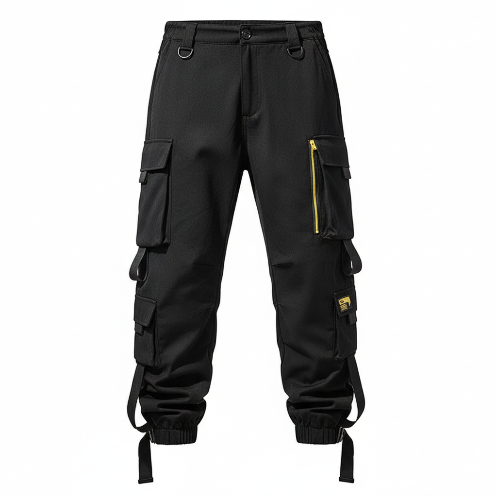 Black Paratrooper Flex Casual Pants