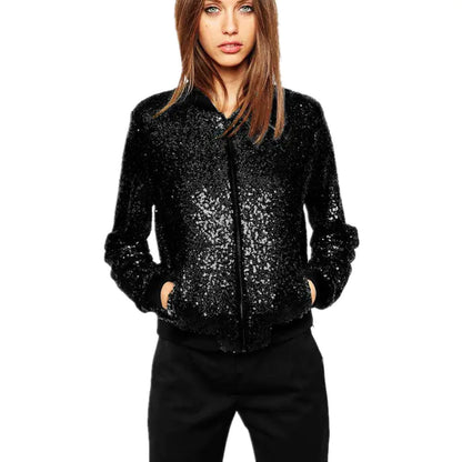 Glam Sequin Women's Baseball Jacket