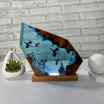 Fire Dragon and Ice Dragon Resin Lamp 3D Dragon Desk Lamp