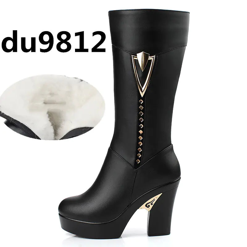 Warm Cotton Leather Boots for Women