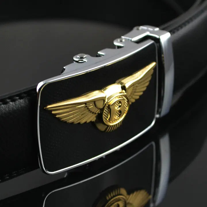 Sleek Men's Leather Belt with Card Holder