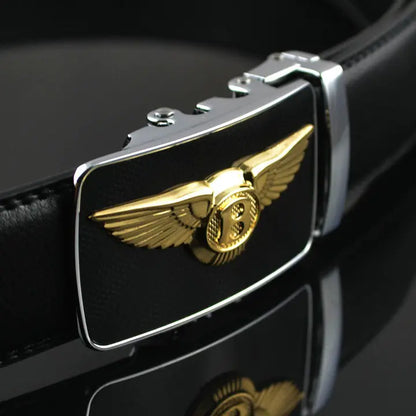 Sleek Men's Leather Belt with Card Holder