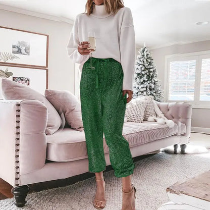 High-Waisted Sequin Harem Pants