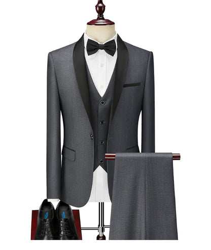 Men's Sleek Black Business & Wedding Suit Jacket