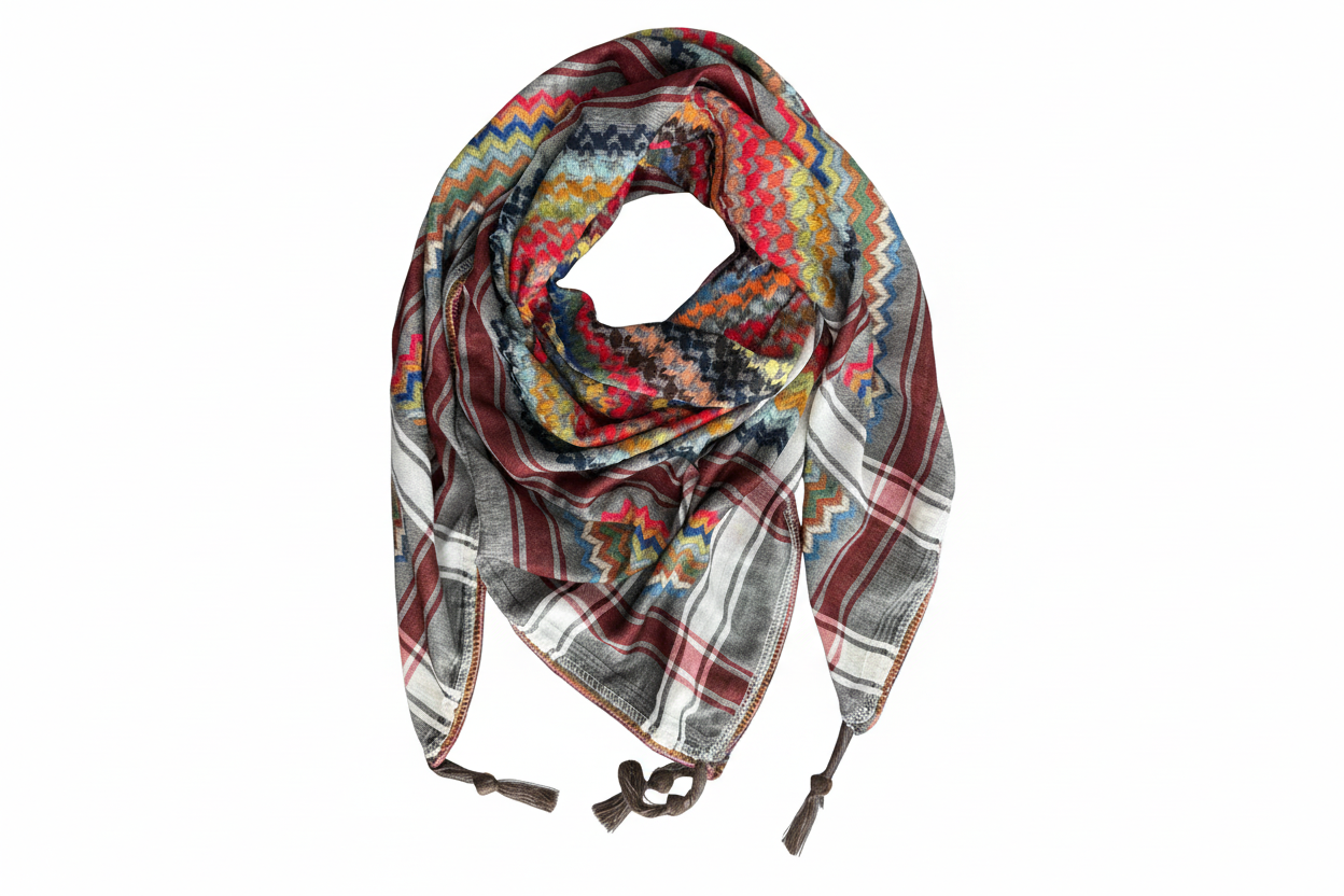 Vibrant Ash Grey Kufiya (Keffiyeh) | Made in Jordan